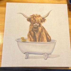 Longhorn/Cow/Bull in Bathtub Decor/Wall Art
